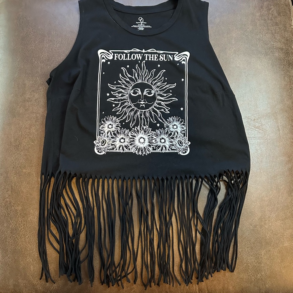 Black Hippie Cropped Tank Top